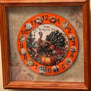 Thanksgiving Turkey Wall Clock - Orange Frame